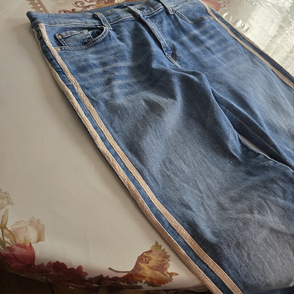 7 For All Mankind Roxanne Skinny Jeans Womens Size 32 Blue Double Racing Stripes - Picture 13 of 15